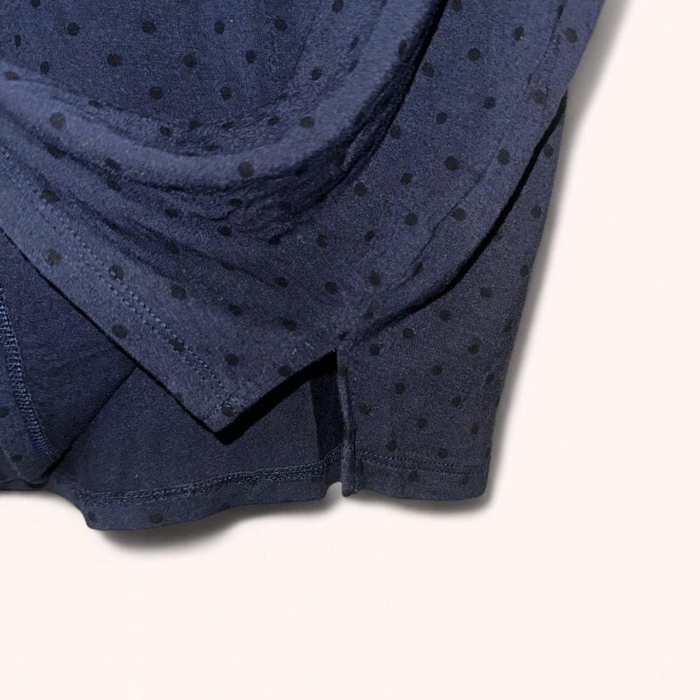 American Eagle AE Navy Blue Black Polka Dot Cropped Tee T Shirt Crop Top Slit - Picture 3 of 5